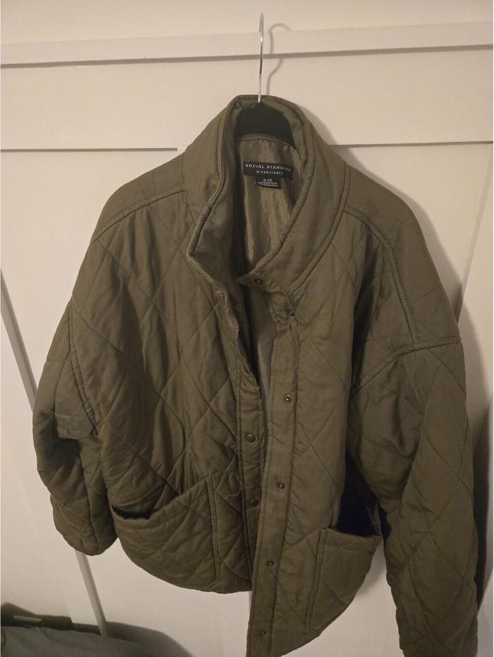 Social Standard by Sanctuary Olive Green Quilted Bomber Jacket XL